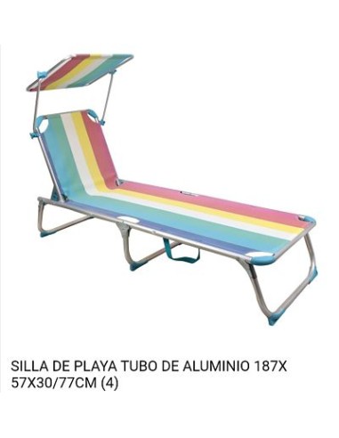 SILLA DE PLAYA TUBO DE ALUMINIO 187X 57X30/77CM (4)