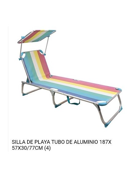 SILLA DE PLAYA TUBO DE ALUMINIO 187X 57X30/77CM (4)