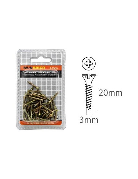 TORNILLO 3X20MM AGLOMERADOS