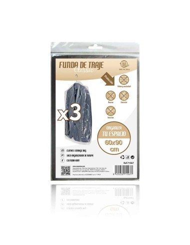 FUNDA TRAJE 60X90CM 3UDS