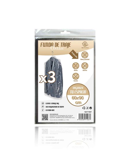 FUNDA TRAJE 60X90CM 3UDS