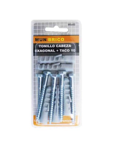 TORNILLO 6X60MM CABEZA HEX. C/TACO 10