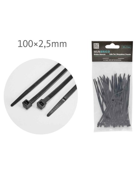 BRIDAS 2.5X100MM 50UND NEGRO