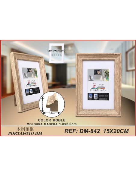 PORTAFOTO MADERA DM-842 15X20CM(12/36)