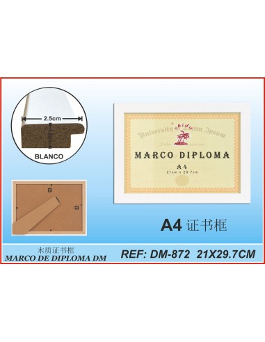 MARCO DIPLOMA PS-872 BLANCO 21X29.7CM