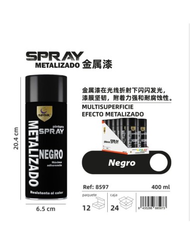 SPRAY 400ML NEGRO METALIZADO