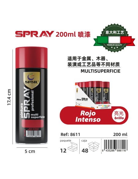 SPRAY 200ML ROJO INTENSO