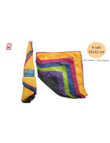 BAYETA MICROFIBRA 6 UDS 32X32 190GR