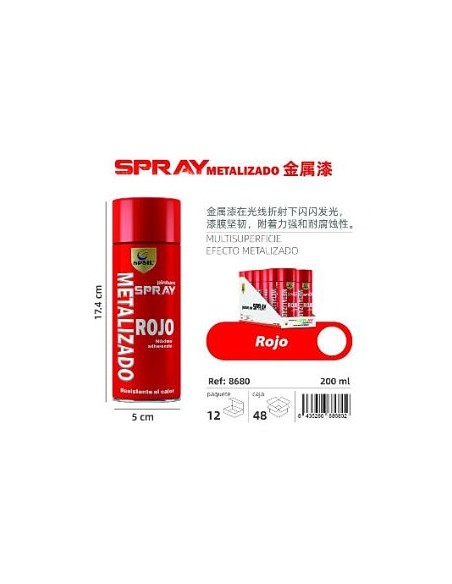 SPRAY 200ML ROJO METALIZADO