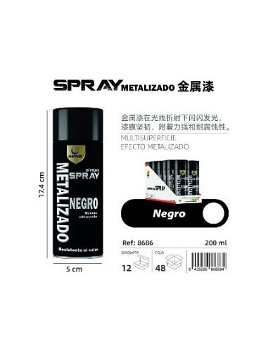 SPRAY 200ML METALIZADO NEGRO