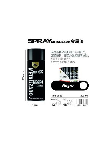 SPRAY 200ML METALIZADO NEGRO