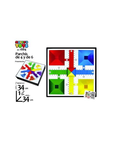 TABLERO PARCHIS MAS PARCHIS 6 JUGADORES