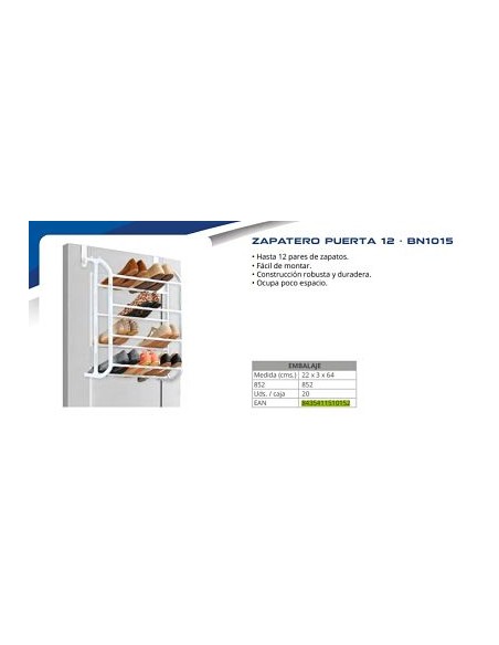 ZAPATERO PUERTA 12 PARES BN 1015 (20)