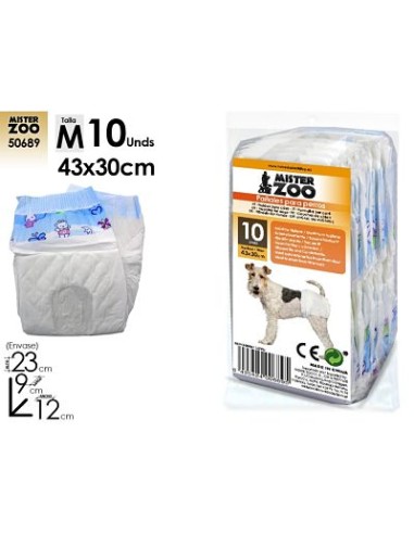 PAÑALES PARA PERROS TALLA M X10 (43X30 CM)