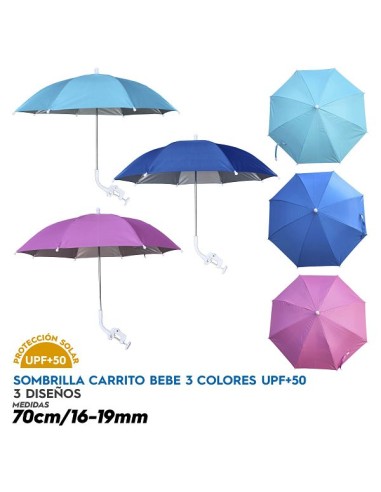 SOMBRILLA CARRITO BEBE 3 COLORES UPF+50