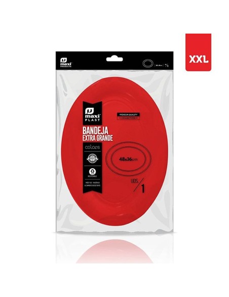 BANDEJA EXTRAGRANDE OVALADA ROJA 48x36 cm PS 1ud
