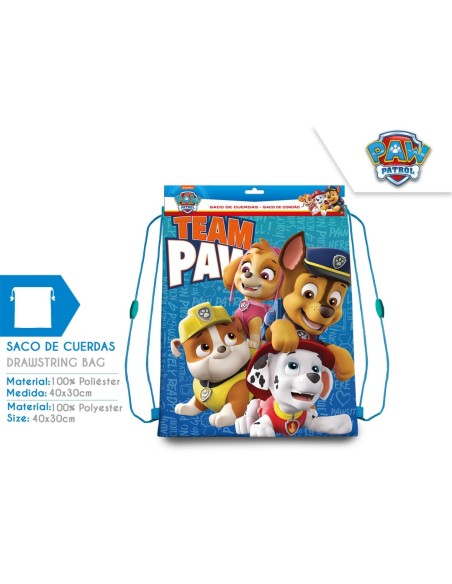 SACO MOCHILA 40X30 CM PAW PATROL (6x4)