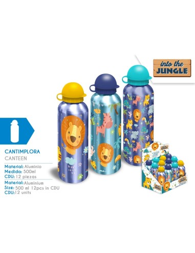 CANTIMPLORA ALUMINIO 500ML SURTIDO 3 DISEÑOS INTO THE JUNGLE