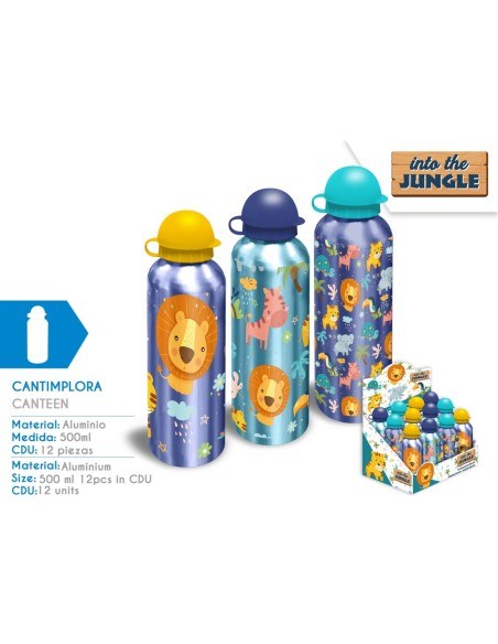 CANTIMPLORA ALUMINIO 500ML SURTIDO 3 DISEÑOS INTO THE JUNGLE