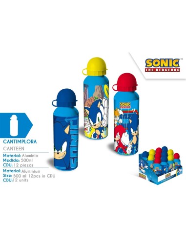 CANTIMPLORA ALUMINIO 500ML SURTIDO 3 DISEÑOS SONIC CDU (12x1