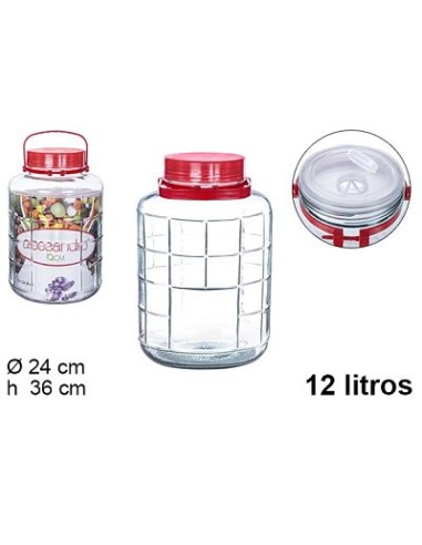 BOTE 12L CRISTAL TAPA Y ASA ROJA