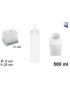 BOTE 500ML SALSA BOCA ANCHA TRANSPARENTE