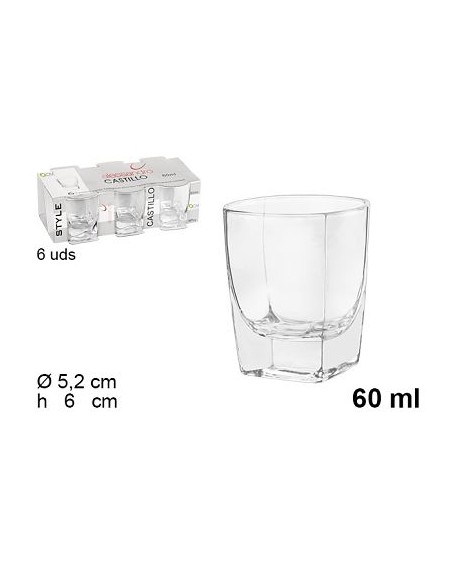 VASO 60ML 8CM CRISCAL 6UND CASTILLO