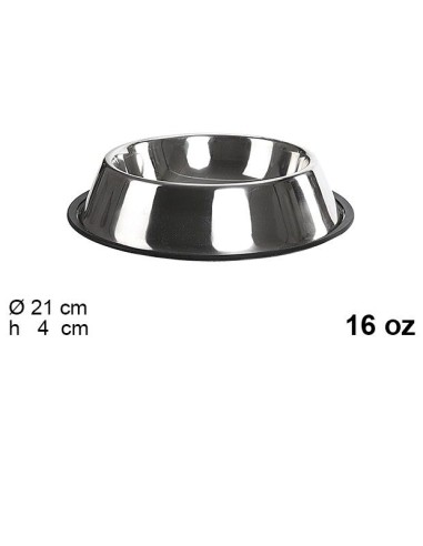 COMEDERO PERRO 16OZ.ACERO