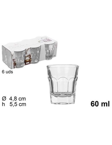 VASO 60ML 6UND CRISTAL  CHUPITO CASABLANCA