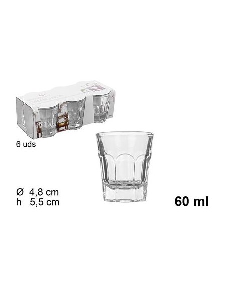 VASO 60ML 6UND CRISTAL  CHUPITO CASABLANCA