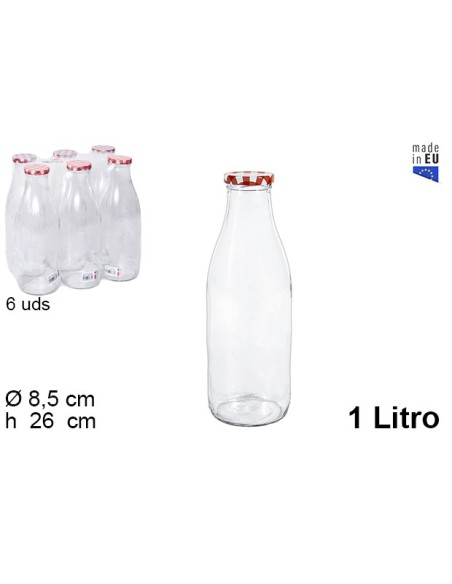 BOTELLA CRISTAL LECHE ZUMO O AGUA 1L