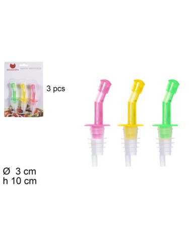 PACK 3 TAPONES PLASTICO BOTELLA COLORES SURTIDOS