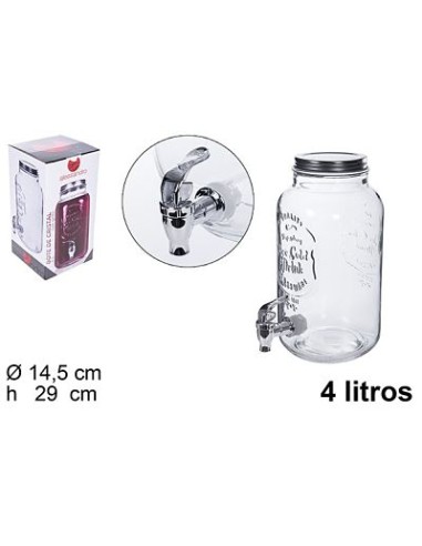BOTE 4L CRISTAL DISPENSADOR BEBIDAS
