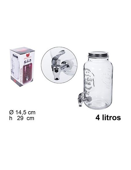 BOTE 4L CRISTAL DISPENSADOR BEBIDAS
