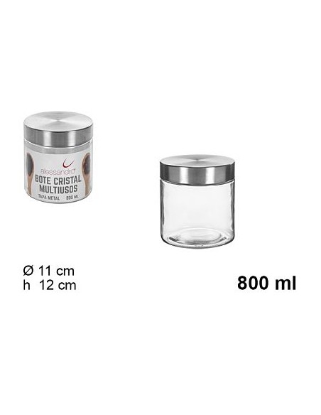 BOTE 800ML CRISTAL TAPA METAL