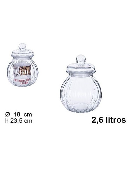 BOTE 2.6L CRISTAL CALABAZA HERMETICO
