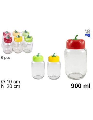 TARRO 900ML  VIDRIO TAPA PIMIENTO 900 ML