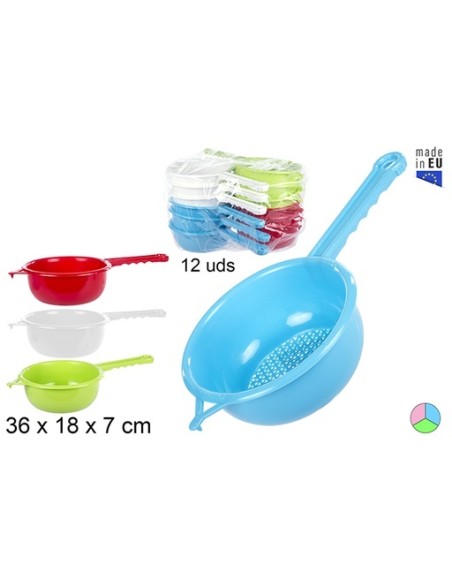 ESCURRE VERDURAS 18CM PLASTICO CON MANGO
