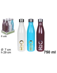 BOTELLA 750ML AGUA CRISTAL COLORES SURTIDOS DECORADA H2O