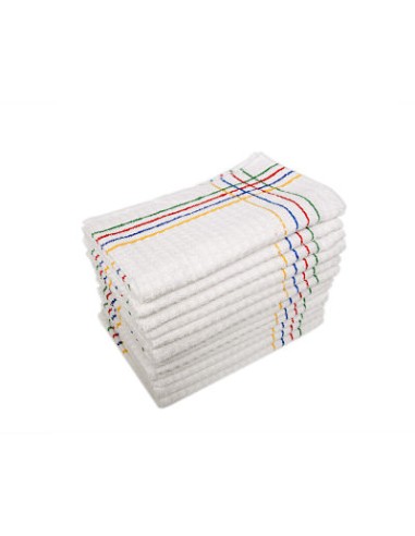 PAÑO RAYAS BLANCO LISO 50X50 CM