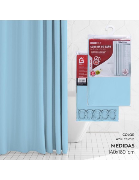 CORTINA DE BAÑO 1,40x1,80 CELESTE