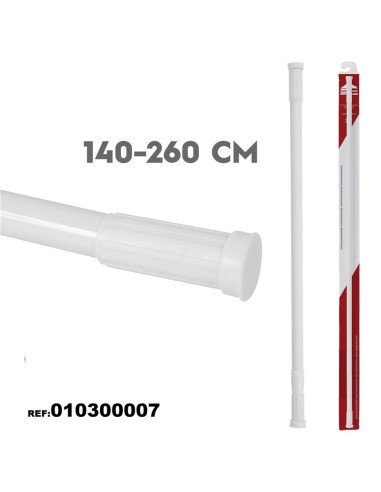 BARRA CORTINA 140-260CM EXTENSIBLE BLANCO