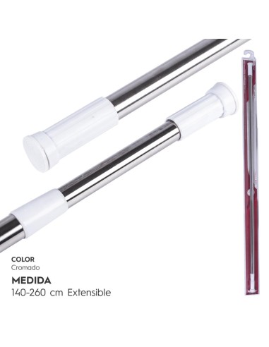 BARRA CORTINA 140-260CM EXTENSIBLE ALUMINIO