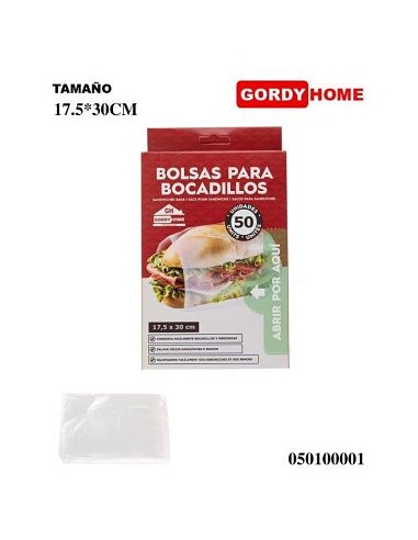BOLSA PARA BOCADILLOS 50UDS 17.5X30CM