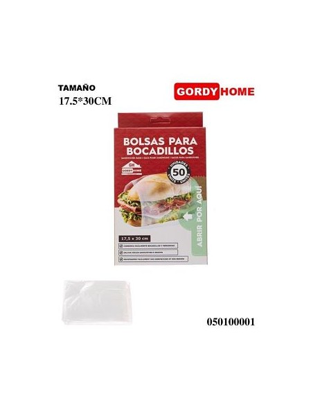 BOLSA PARA BOCADILLOS 50UDS 17.5X30CM