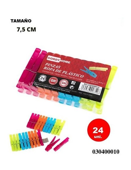 PINZAS 7.5CM 24UND ROPA PLASTICO