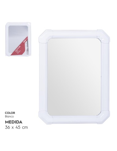 ESPEJO BAÑO 35x45 CM BLANCO B/CORCHO