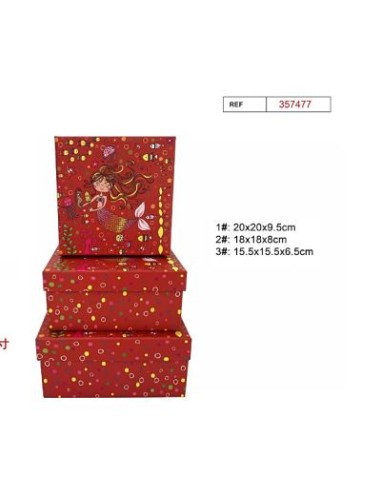 SET 3 CAJAS REGALO 20X20X9.5CM SIRENA