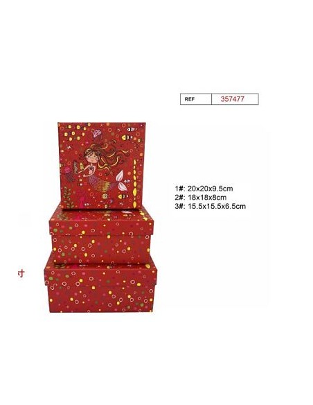 SET 3 CAJAS REGALO 20X20X9.5CM SIRENA