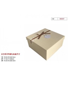SET 3 CAJAS REGALO 19.5X19.5X9.5CM BEIG